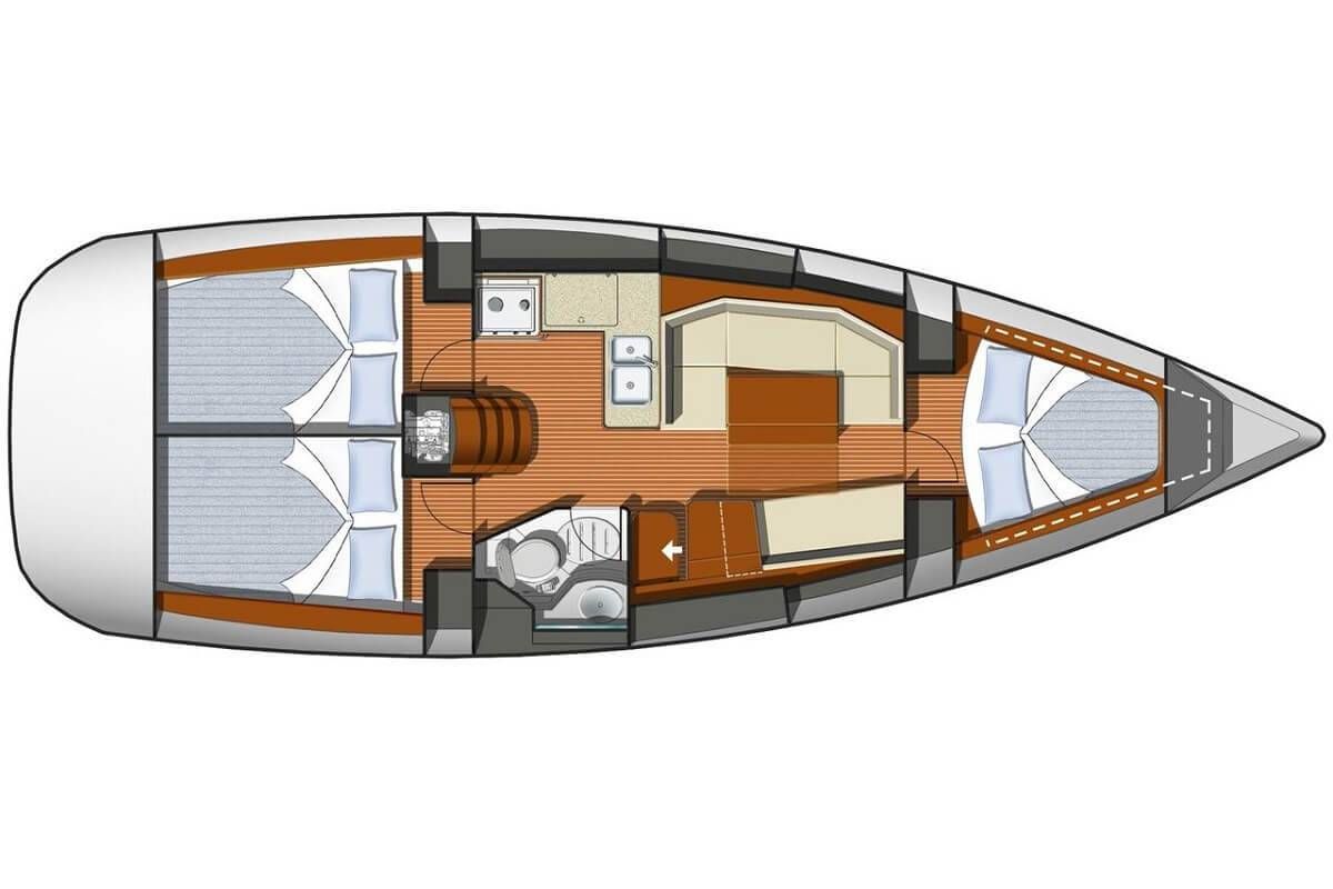 Rent a sailboat in Ibiza Jeanneau Sun Odyssey 36I. Plans